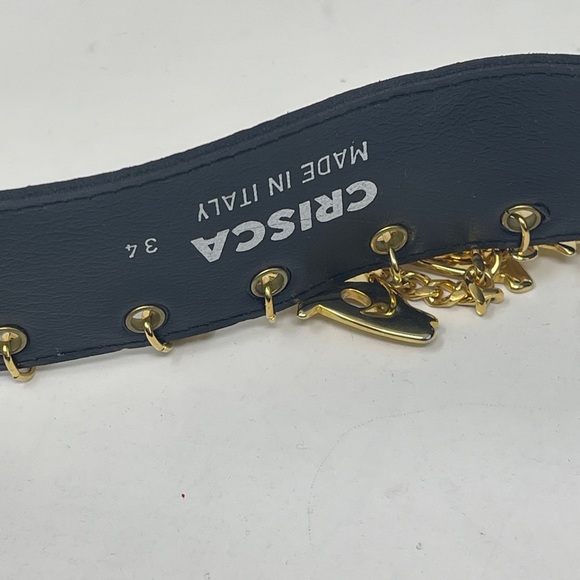 Crisca Black Leather Gold Charm Belt main image 8